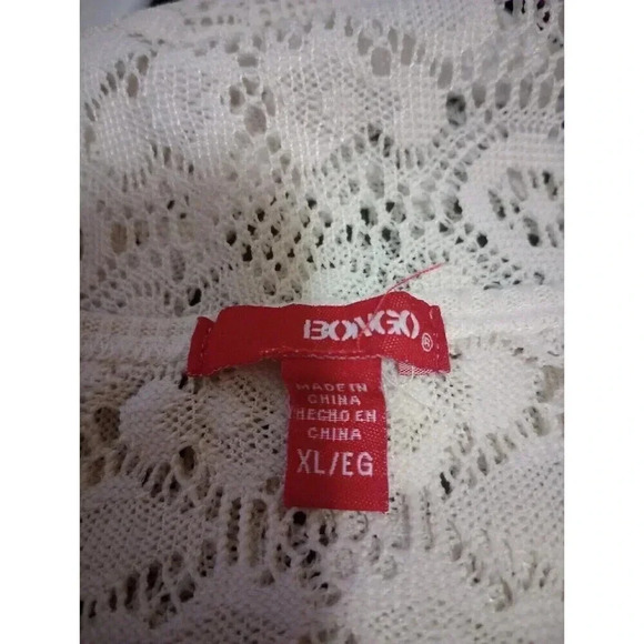 Bongo Cream Lace Blouse Short Sleeve Sheer Romantic Size XL - Picture 3 of 4